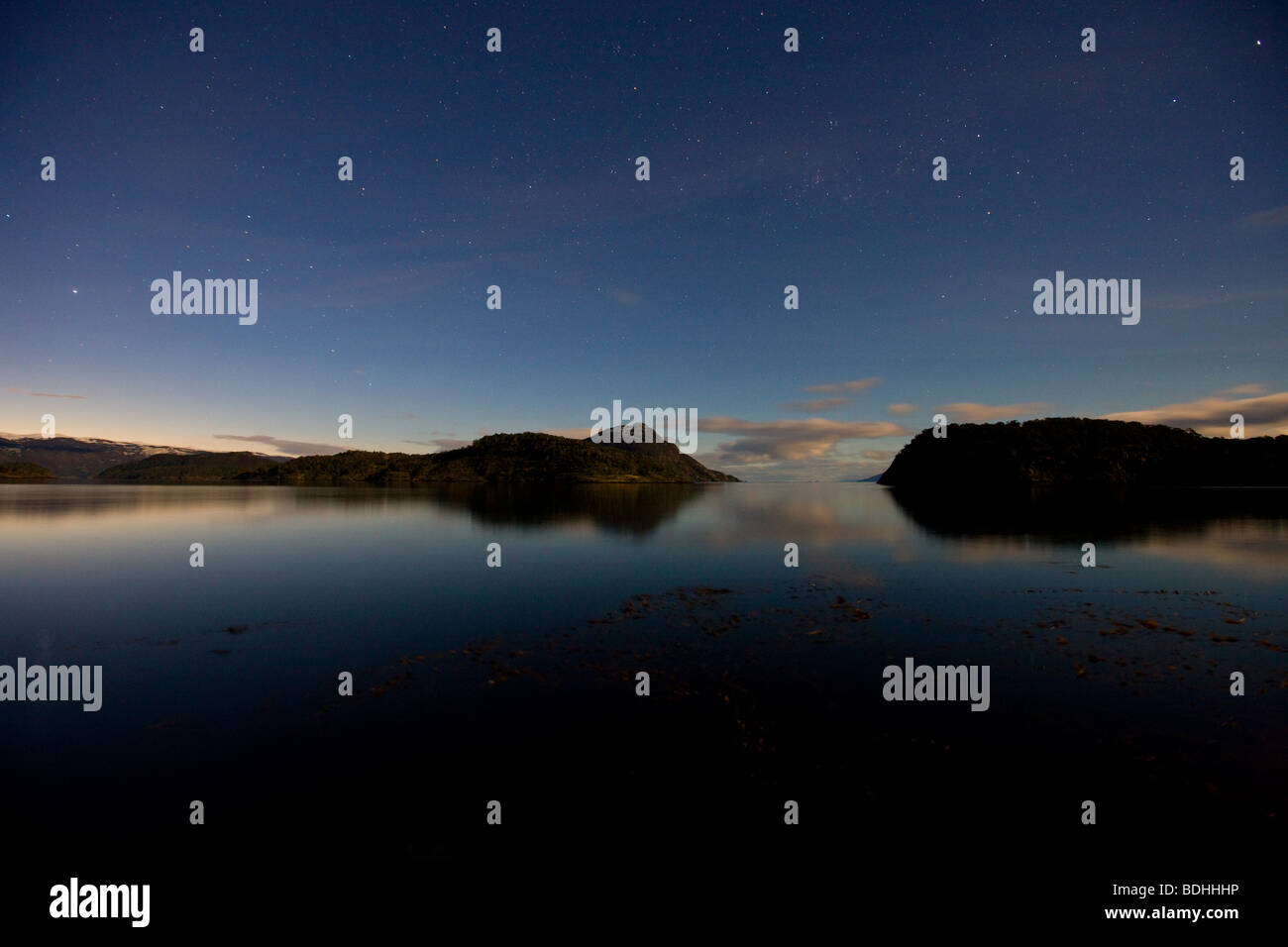 Mondschein, Murray Kanal, Feuerland, Chile. Stockfoto