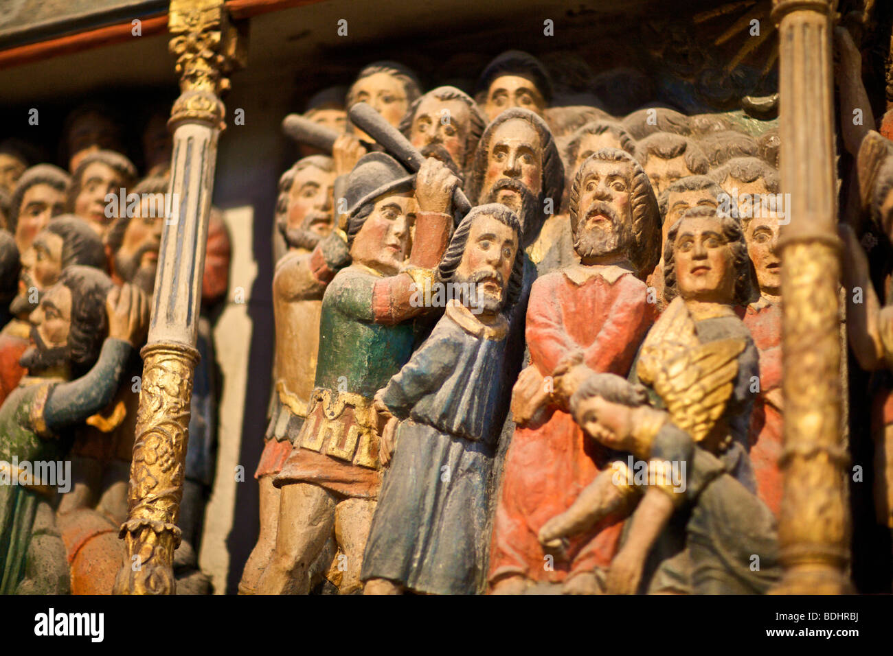 Seventeenth century Altarpiece at the parish church of Crozon in Brittany France Stockfoto