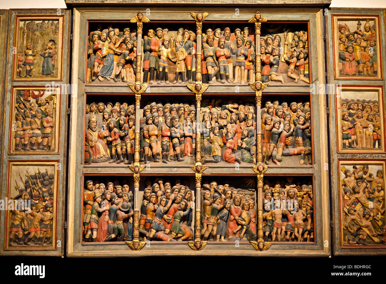 Seventeenth century Altarpiece at the parish church of Crozon in Brittany France Stockfoto