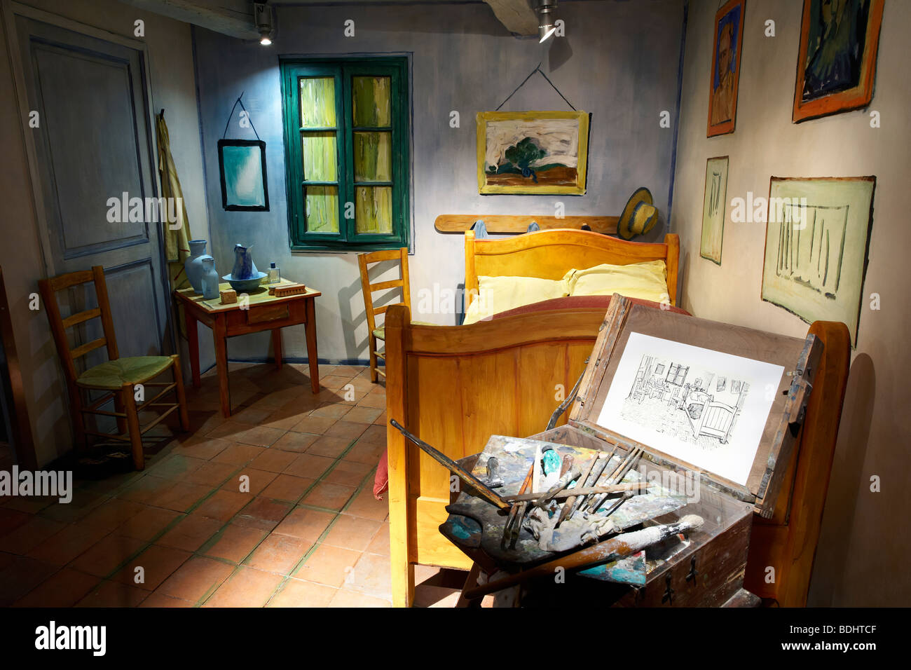 Erholung von Van Goghs Schlafzimmer, Chambre de Vincent Museum, Arles, Provence-Alpes-Cote d ' Azur, Frankreich Stockfoto