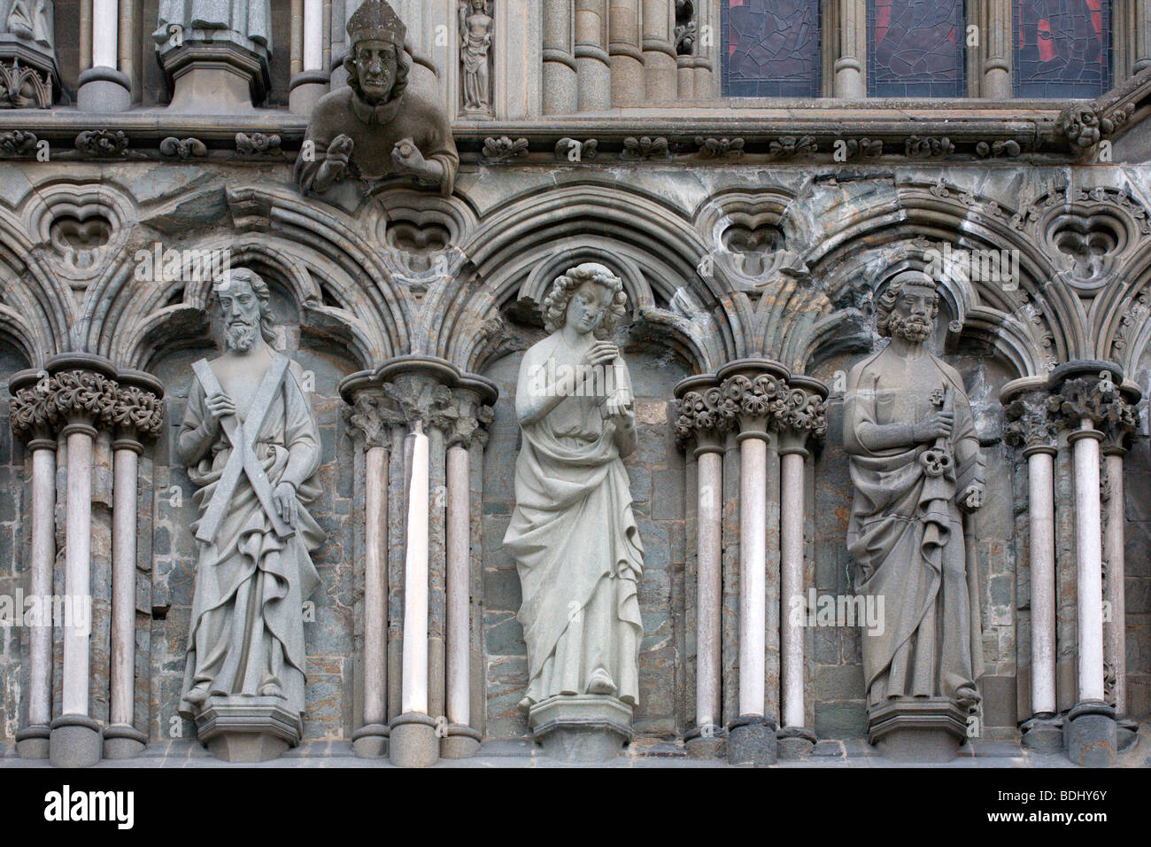 Trondheim: Nidaros Kathedrale: Stein Schmuck Stockfoto