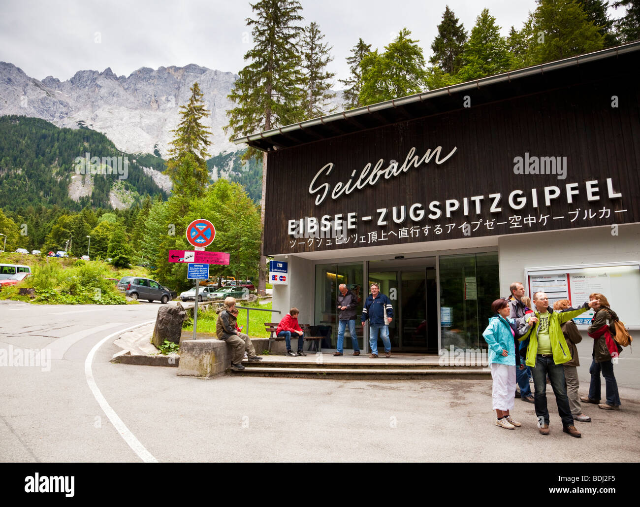 Zugspitze Seilbahnstation in den Bayerischen Alpen, Bayern, Deutschland, Europa Stockfoto