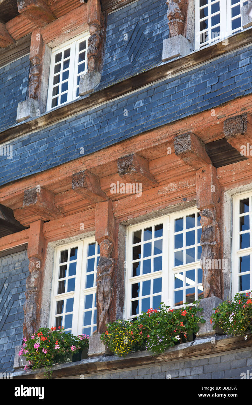 Detail des Maison du Senechal in Carhaix-Plouguer in Brittany France Stockfoto