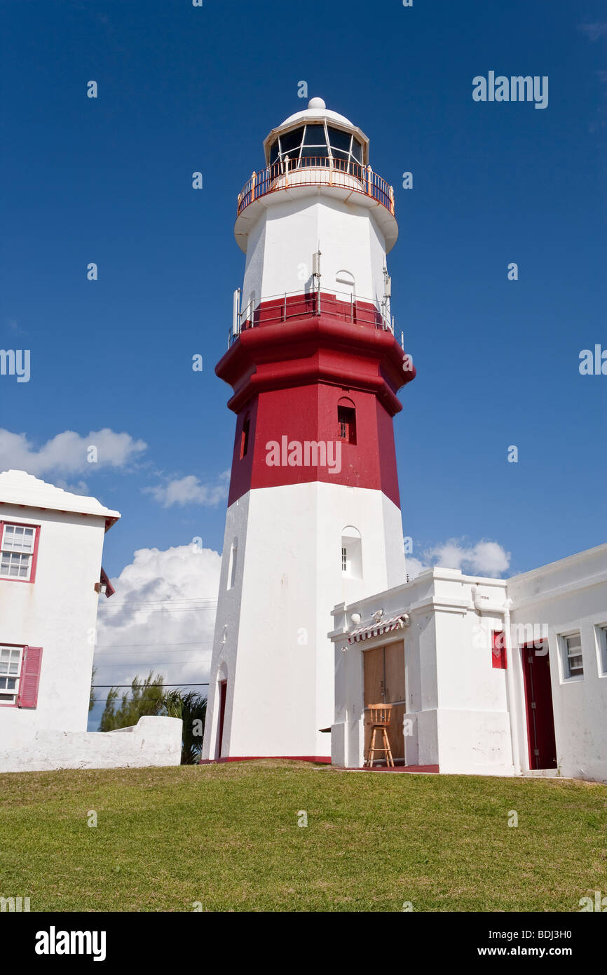 Bermuda, Atlantik, St.-Georgs-Pfarrkirche, St. Davids Leuchtturm, 1879 rot gestreiften Leuchtturm stehen 55ft hoch Stockfoto