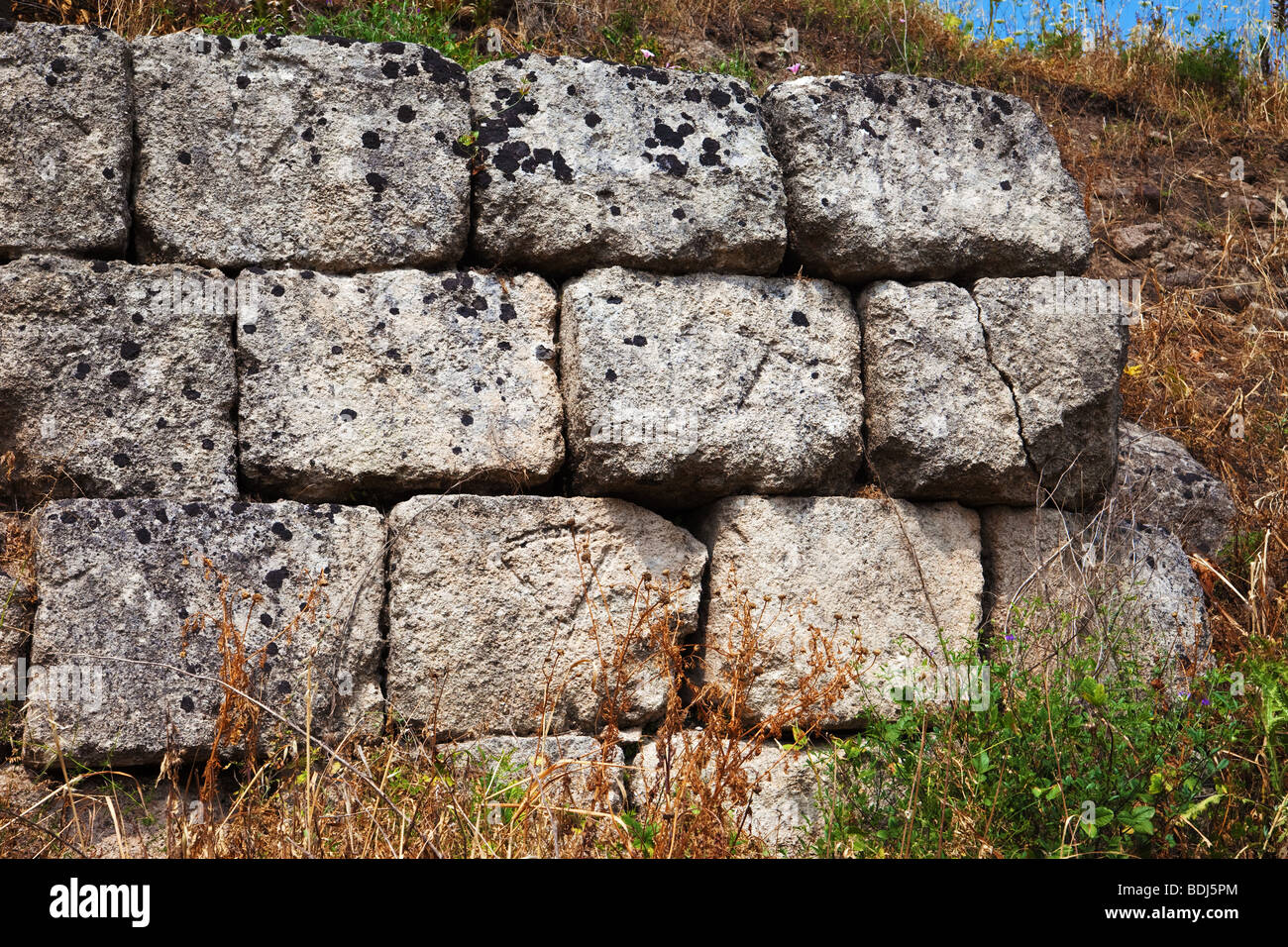 Leontinoi, griechischen Mauern - Sizilien Stockfoto