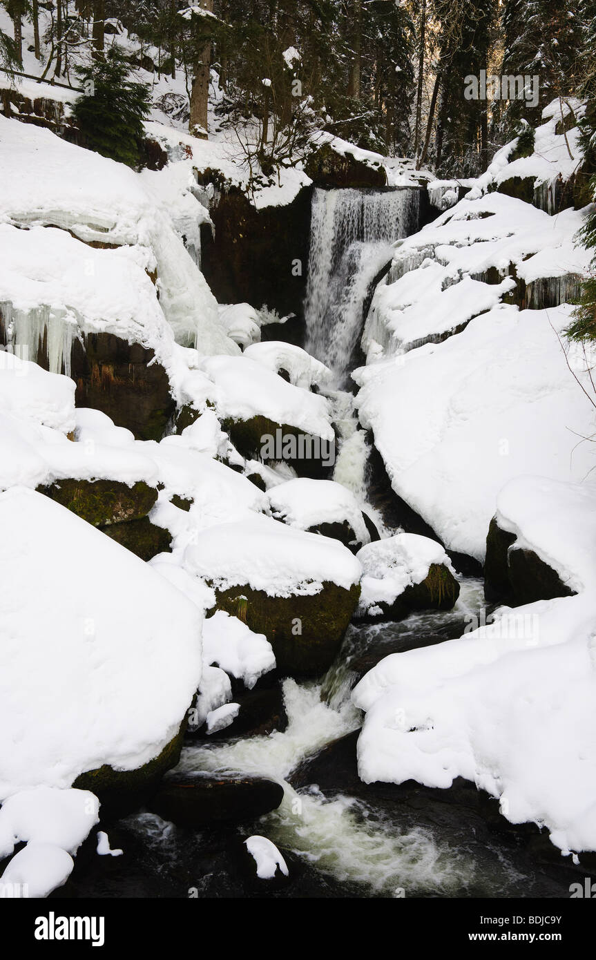 Triberger Wasserfälle im Winter, Schwarzwald, Baden-Württemberg, Deutschland Stockfoto