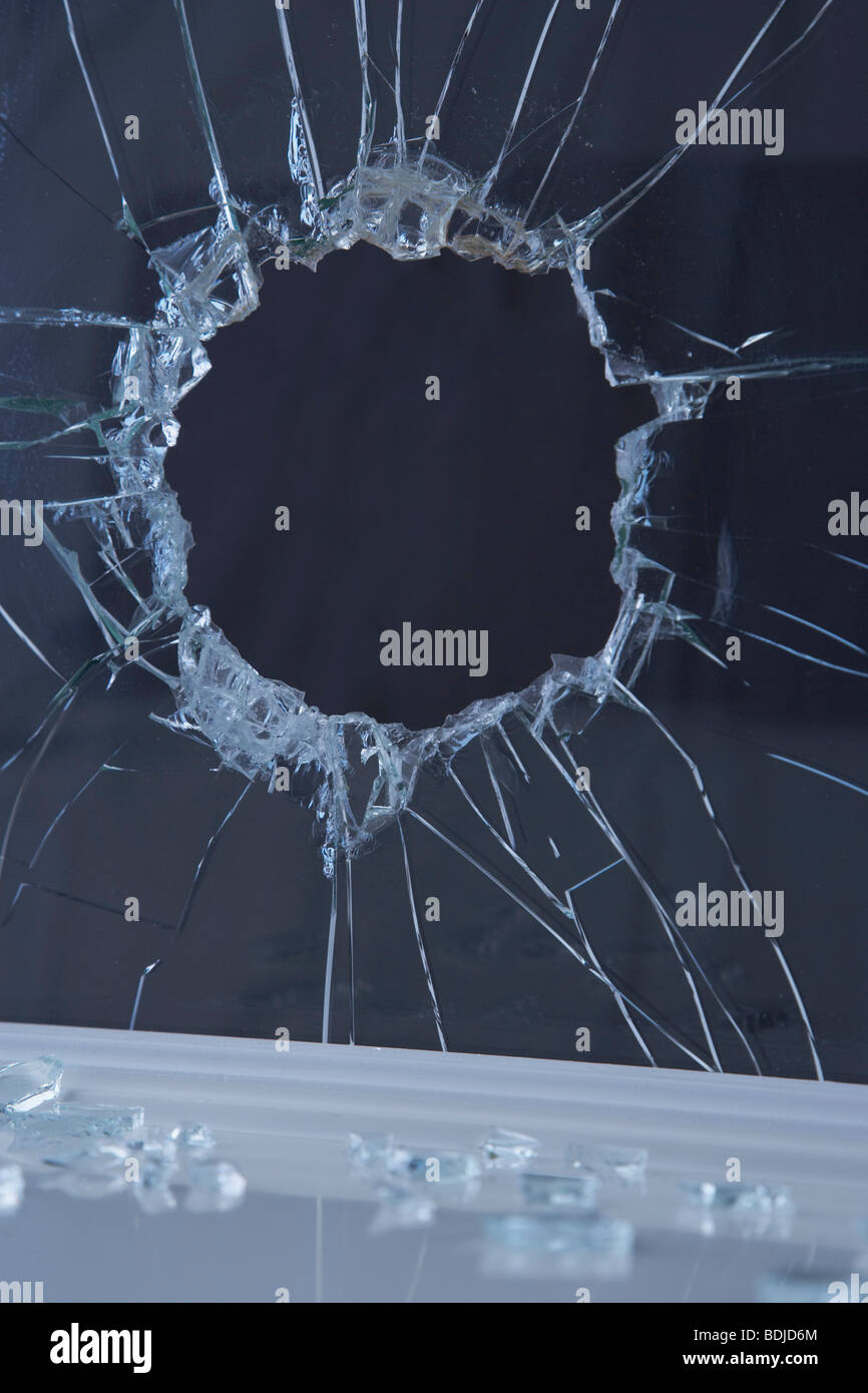 Zerbrochenes Fenster Stockfoto