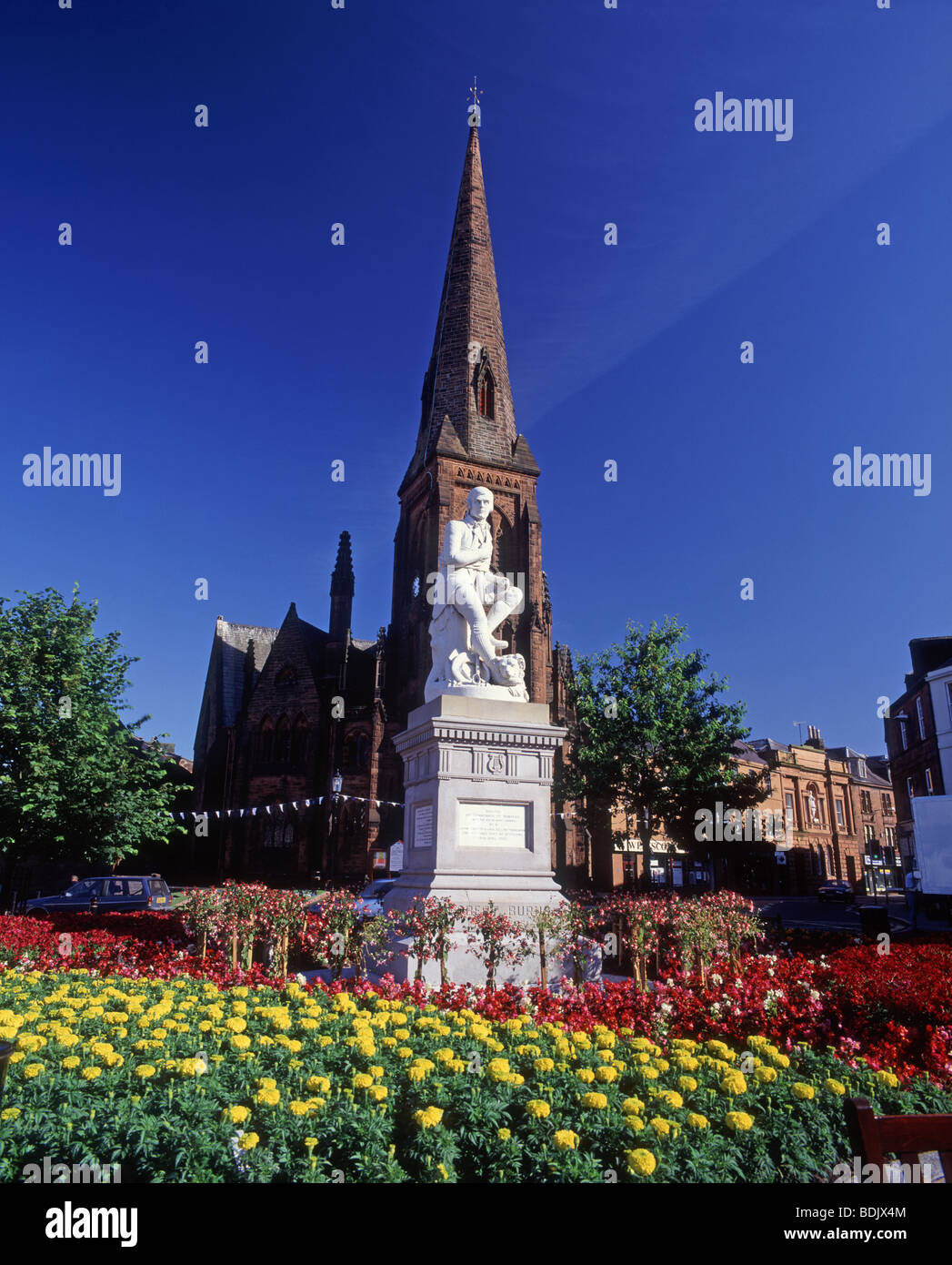 Die Statue berühmten schottischen Barden Robert Burns in Dumfries Stadtzentrum SCO 5322 IFV Stockfoto