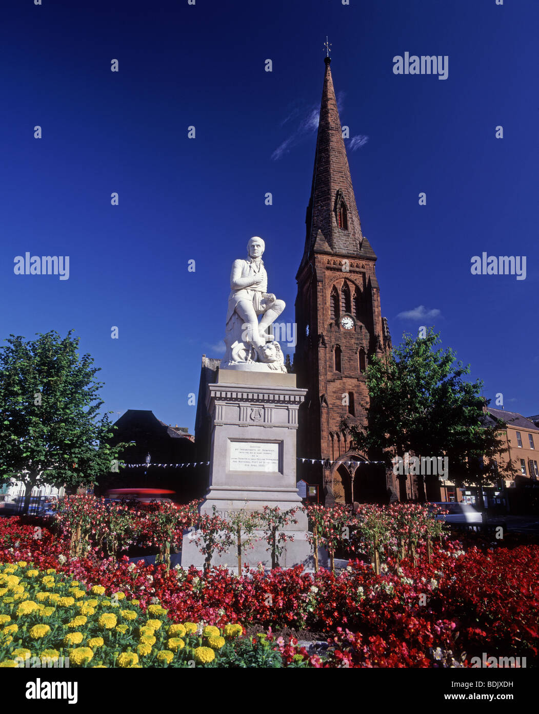 Die Statue berühmten schottischen Barden Robert Burns in Dumfries Stadtzentrum SCO 5323 IFV Stockfoto