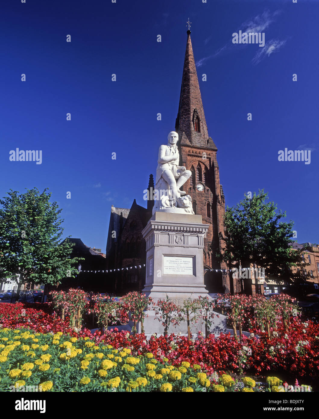 Die Statue berühmten schottischen Barden Robert Burns in Dumfries Stadtzentrum SCO 5324 IFV Stockfoto