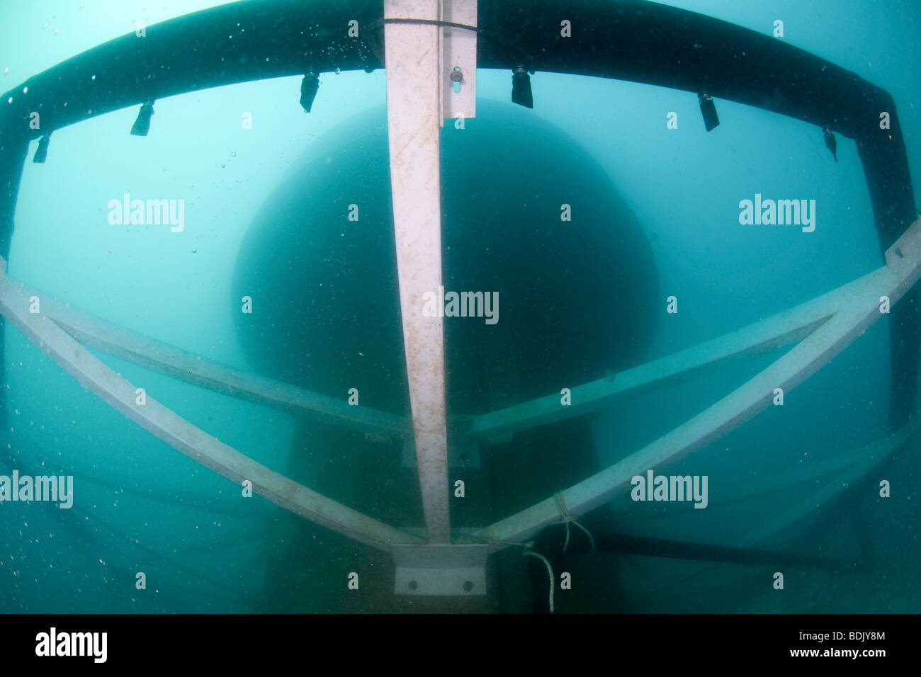 Israel, Hadera, Unterwasser-Fotografie von Offshore-Saugkopf für die Entsalzungsanlage. Stockfoto