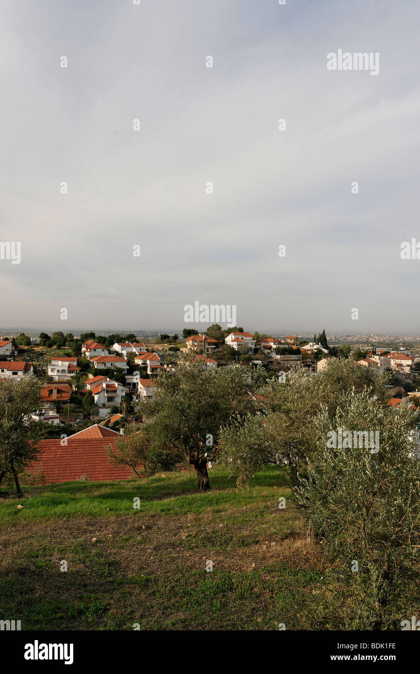 Samaria, einen Blick auf die Siedlung Sha'arei Tikva 1983 gegründet Stockfoto