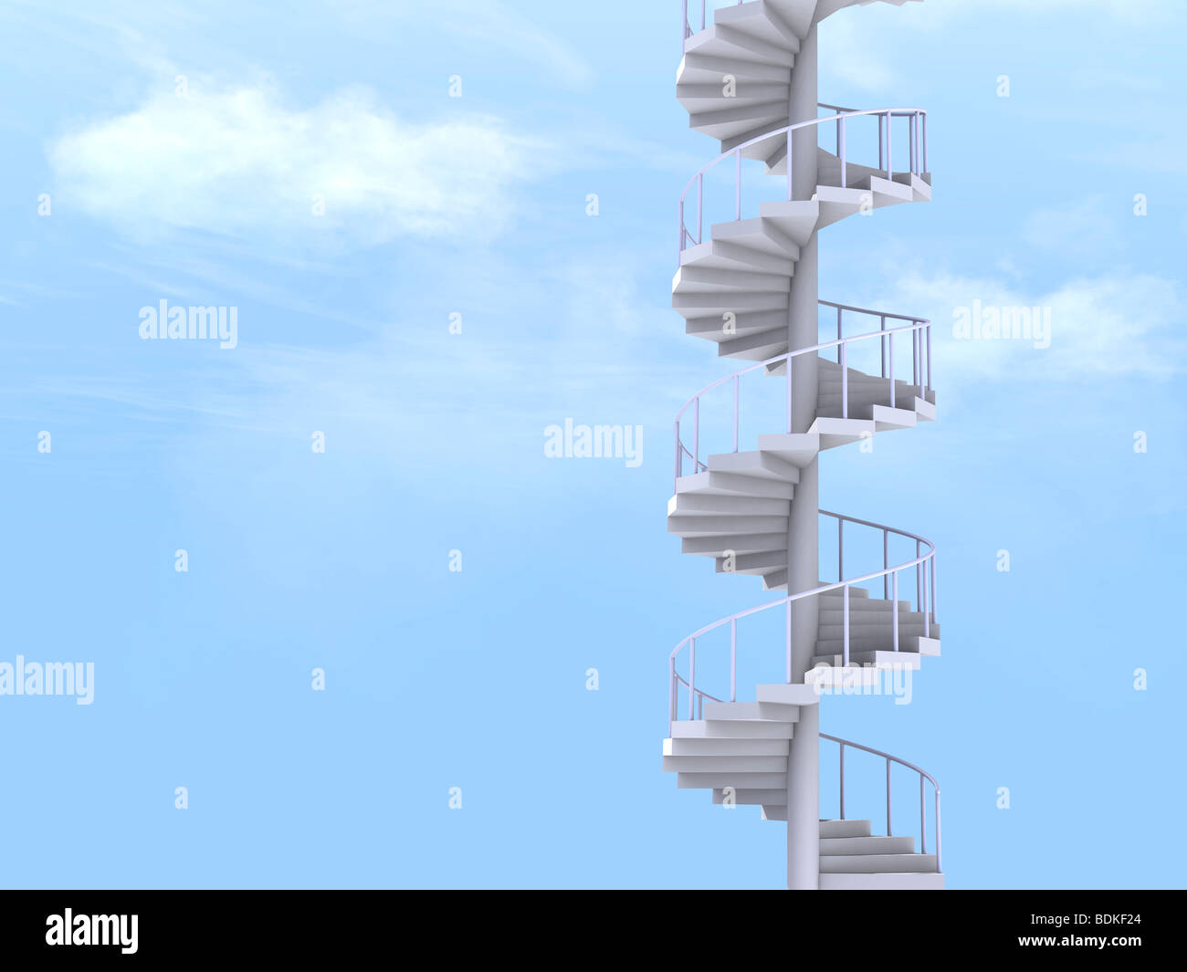 Wendeltreppe gegen blauen Himmel. Stockfoto