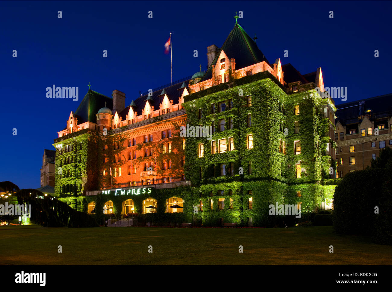 Das historische Empress Hotel befindet sich am Inner Harbour, Victoria, Vancouver Island, British Columbia, Kanada. Stockfoto