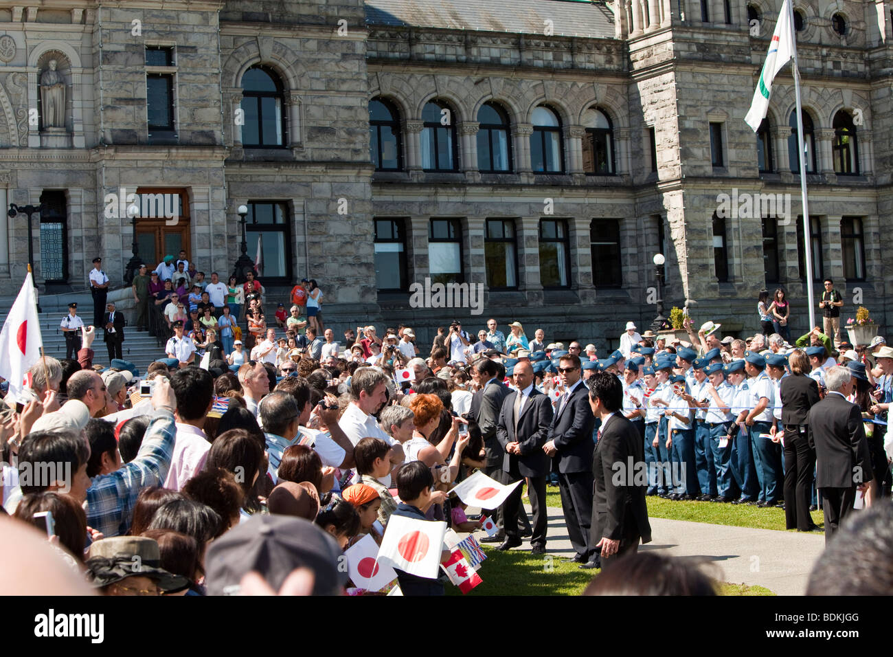 Besuch des Kaisers von Japan in Victoria, BC, Kanada. 11. Juli 2009. Stockfoto