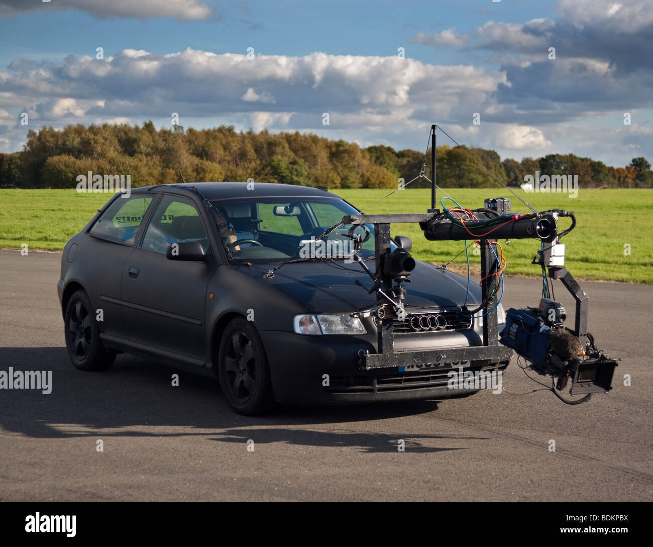 Audi Auto ausgestattet mit Video-Kamera-Ausrüstung für die Herstellung einer TV-Sendung Top Gear Stockfoto