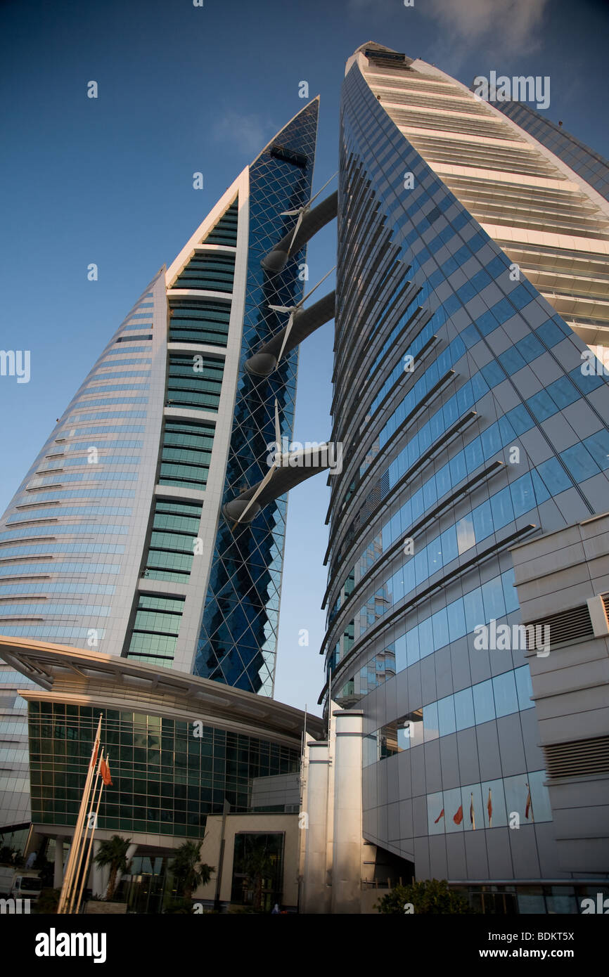 World Trade Center Bahrain Manama Windkraftanlagen Stockfoto