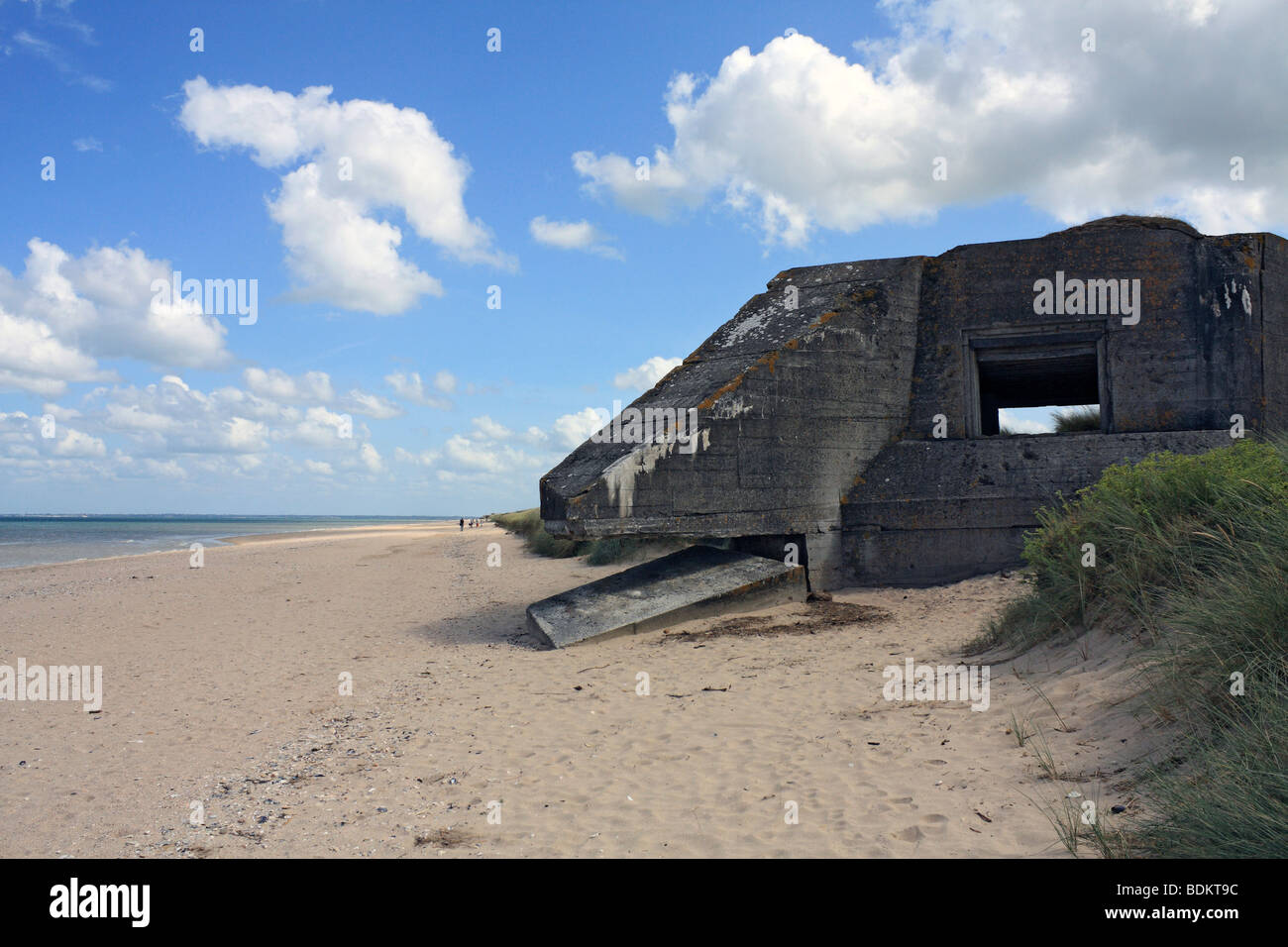 Deutsche Pistole Einlagerung auf Utah Beach Normandie Frankreich Stockfoto