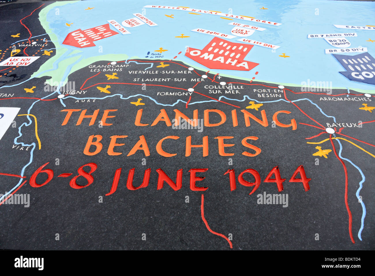 Omaha Beach, einer der Landungsstrände bei der Alliierten Invasion am 6. Juni 1944 verwendet Colleville-Sur-Mer, Normandie Frankreich Stockfoto