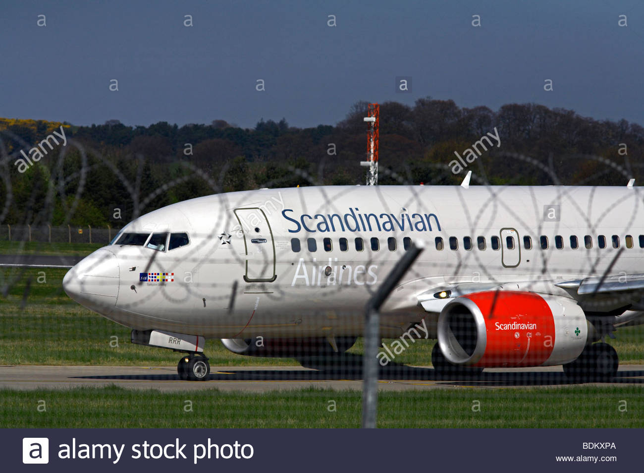 Scandinavian Airlines Flug am Flughafen Rollen Stockfoto