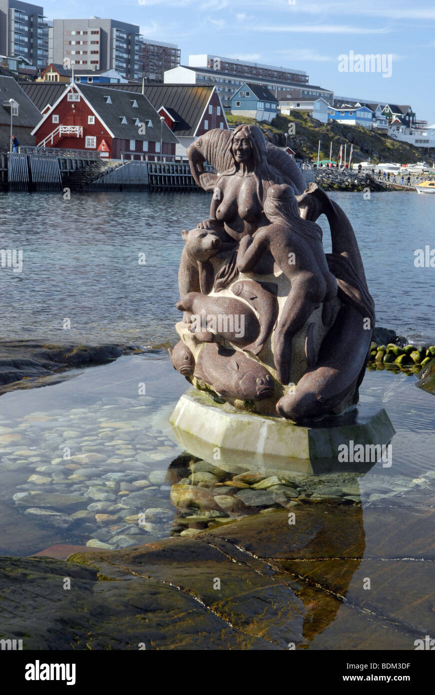 Nuuk-Skulptur an der Küste von Grönland Mythologie Stockfoto