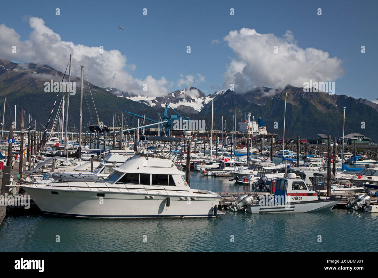 Seward, Alaska - der kleine Bootshafen am Resurrection Bay. Stockfoto