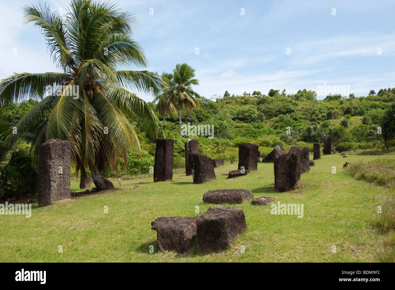 Stein-Monolithen von Badrulchau auf der Insel von Babeldaop, Palau. Stockfoto