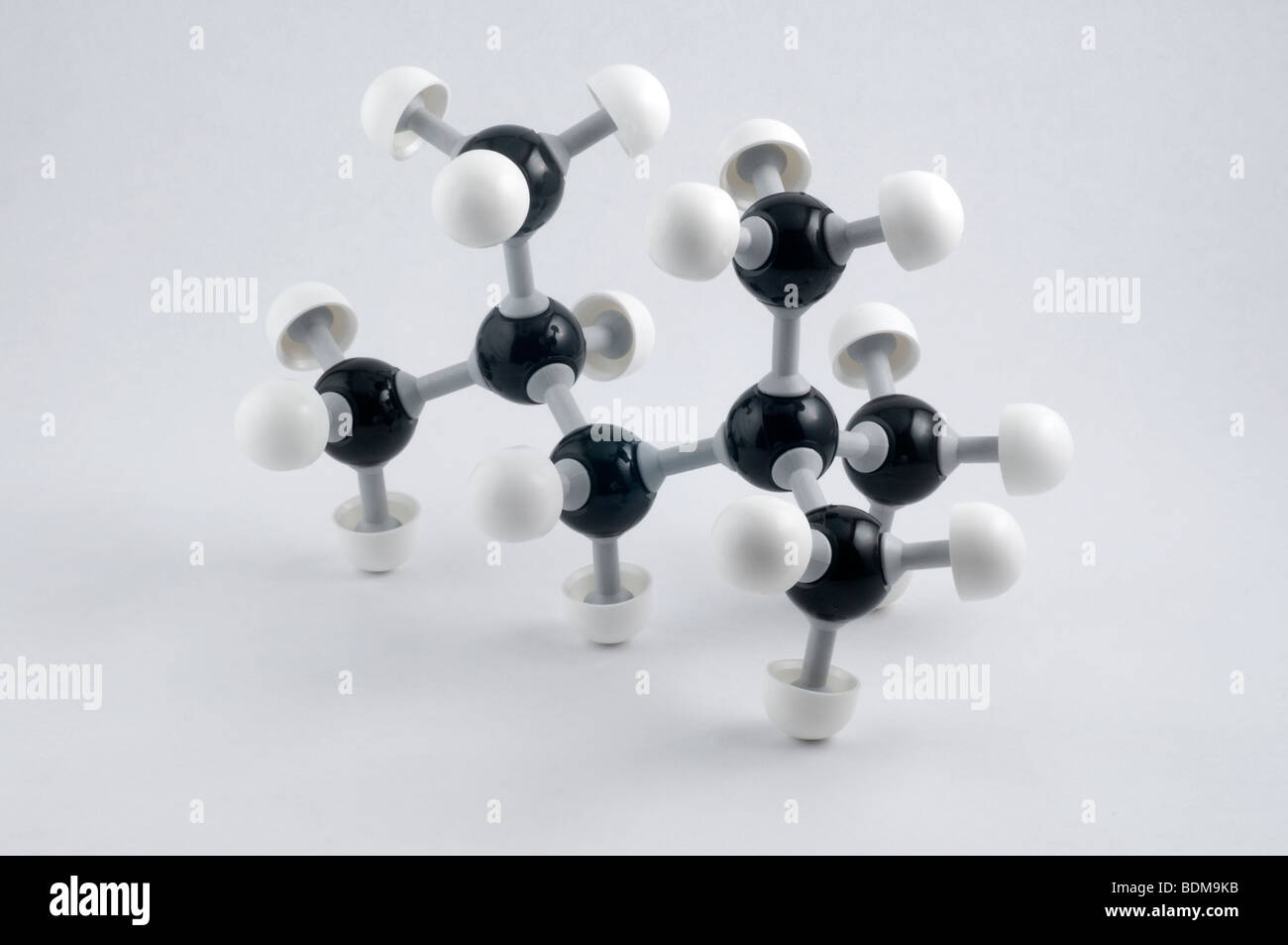 Molekulare 3D-Modell von Benzin. Stockfoto