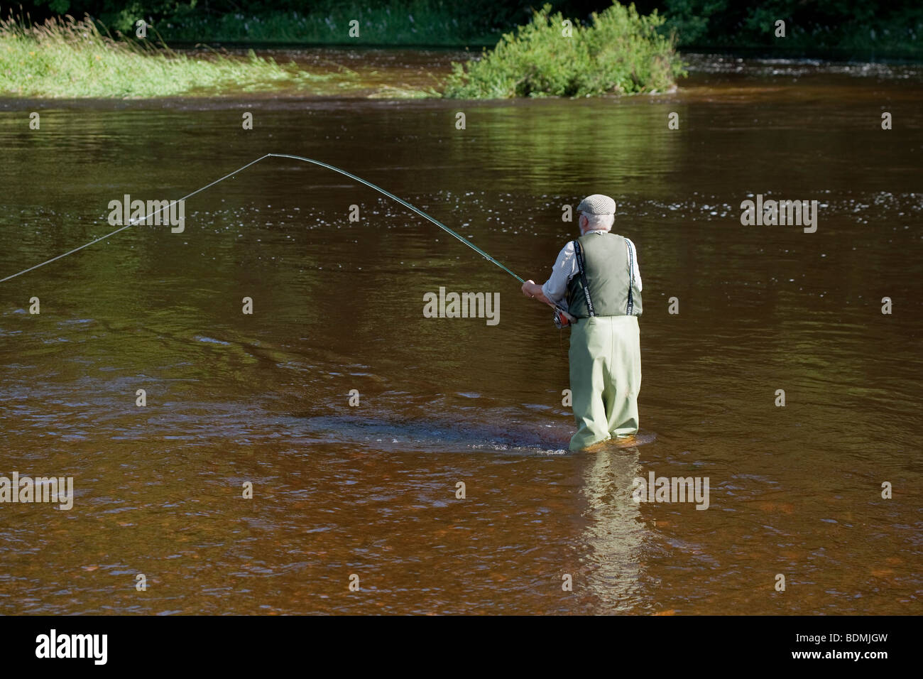 Fliegenfischen, Fluss, Gießerei Stockfoto