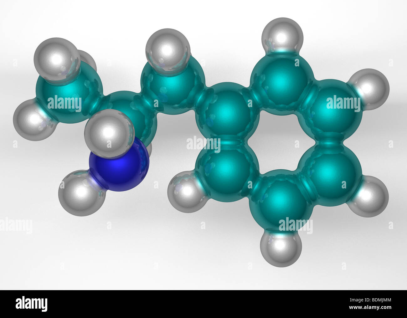 dreidimensionale, raumfüllende, computergenerierte Molekülmodell von Amphetamin Stockfoto