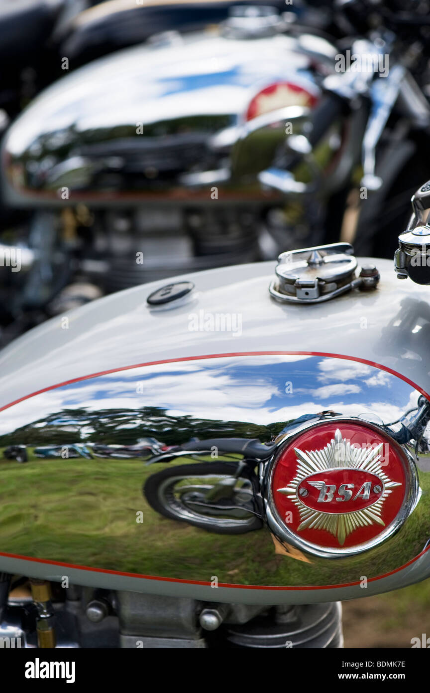 BSA Goldstar, klassische britische Motorrad, Chrom Tanks und Abzeichen Stockfoto