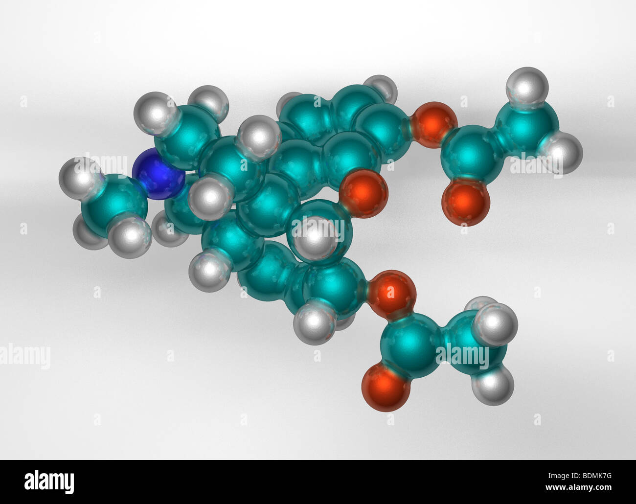 Dreidimensionale computergenerierte raumfüllende Modell von heroin Stockfoto