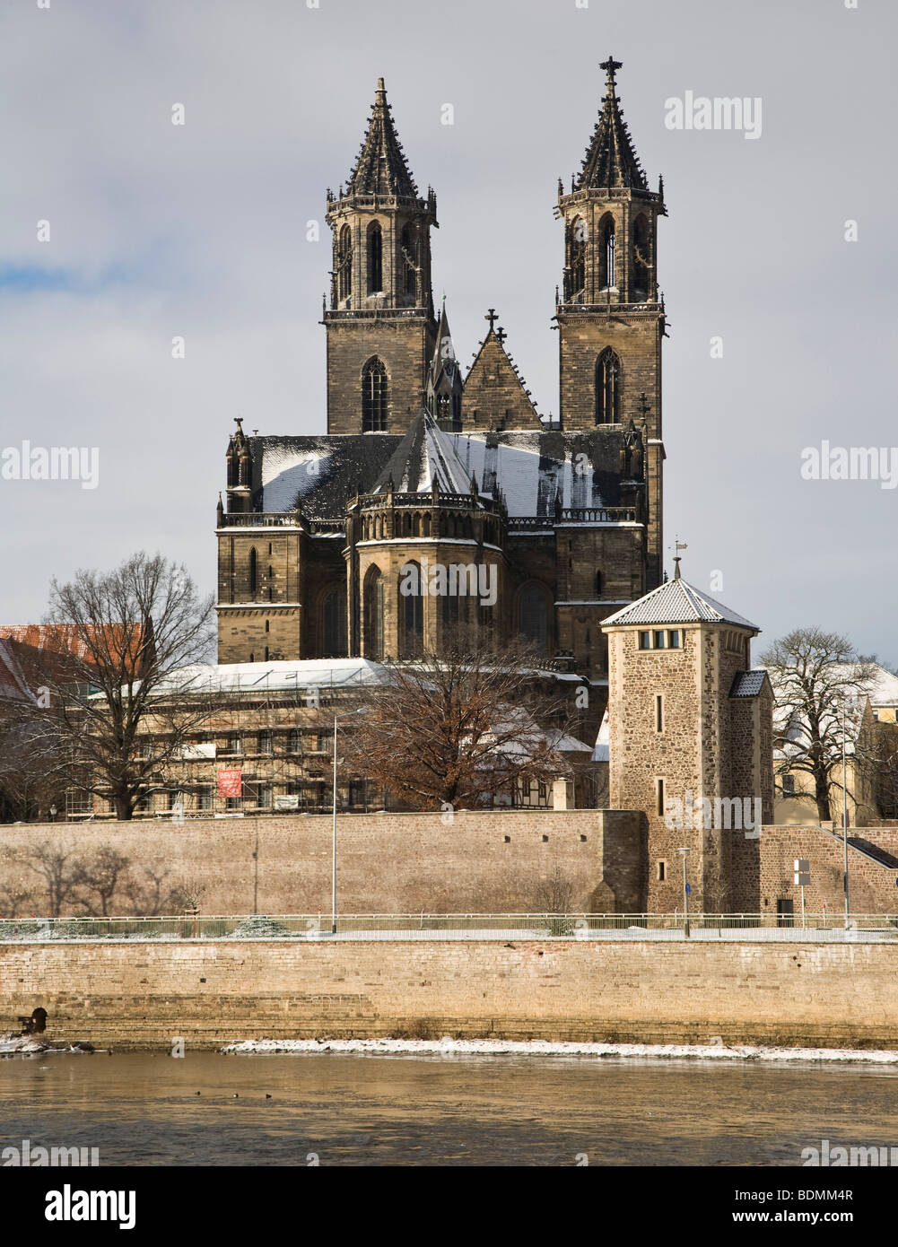 Magdeburg, Dom, Chor von Osten Über Die Elbe Stockfoto