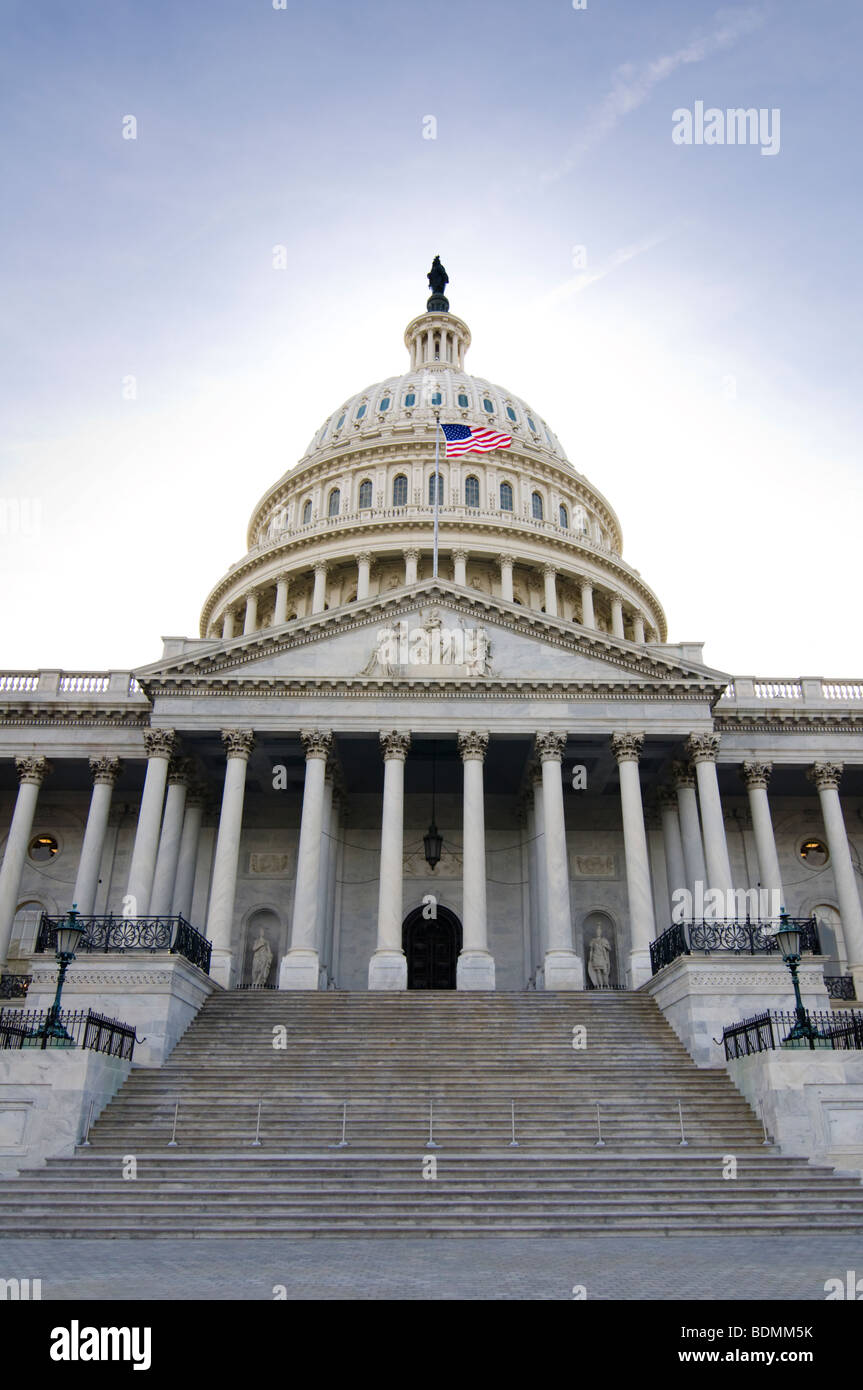 Ein Blick auf die Ost-Schritte des United States Capitol Building. Stockfoto