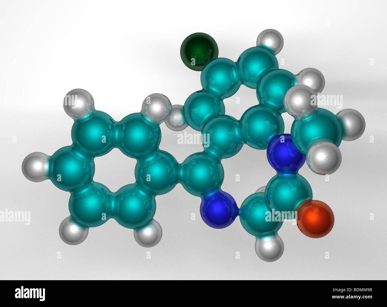 Molekülmodell Valium, diazepam Stockfoto