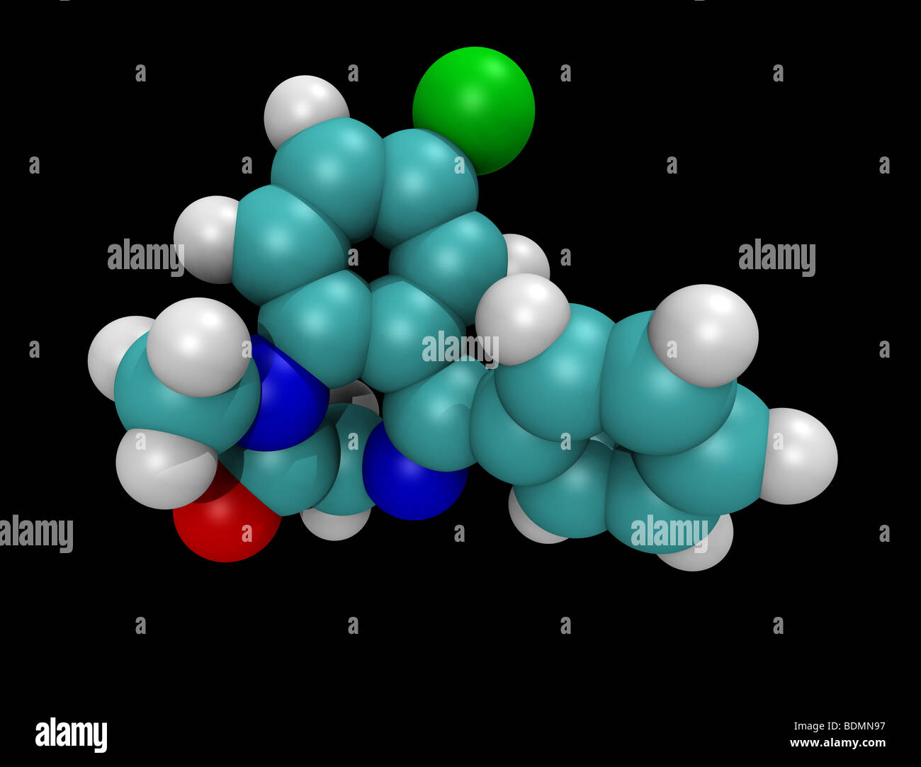 Molekülmodell Valium, diazepam Stockfoto