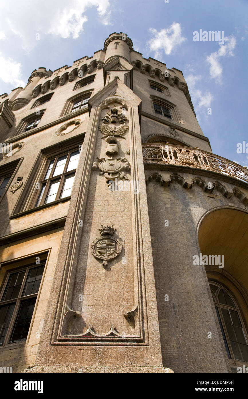 Ein Detail aus Belvoir Castle, ein attraktives Herrenhaus in der Nähe von Grantham in den englischen Midlands. Stockfoto
