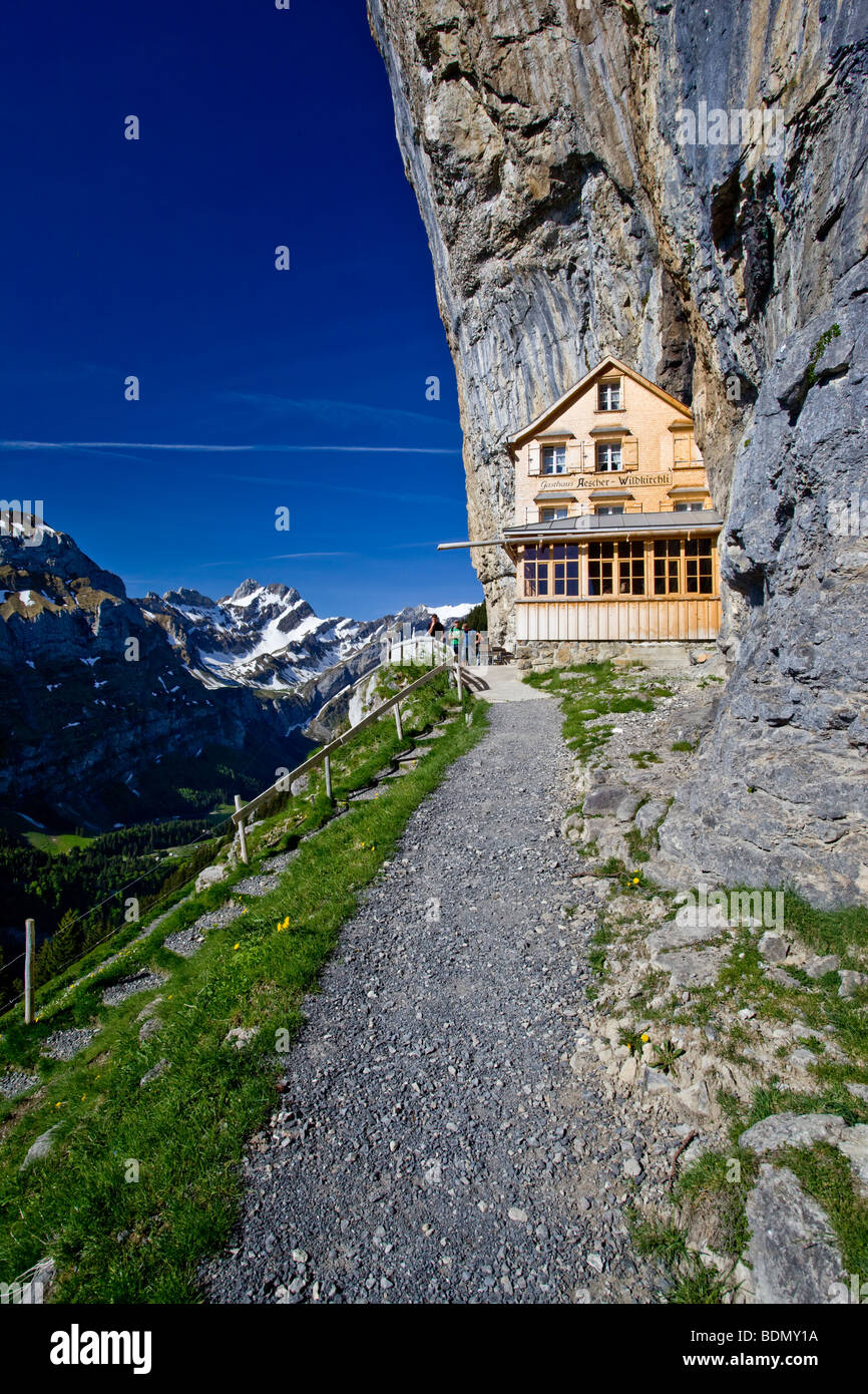 Hinauf zum Berggasthaus Aescher Appenzell Schweiz Stockfoto