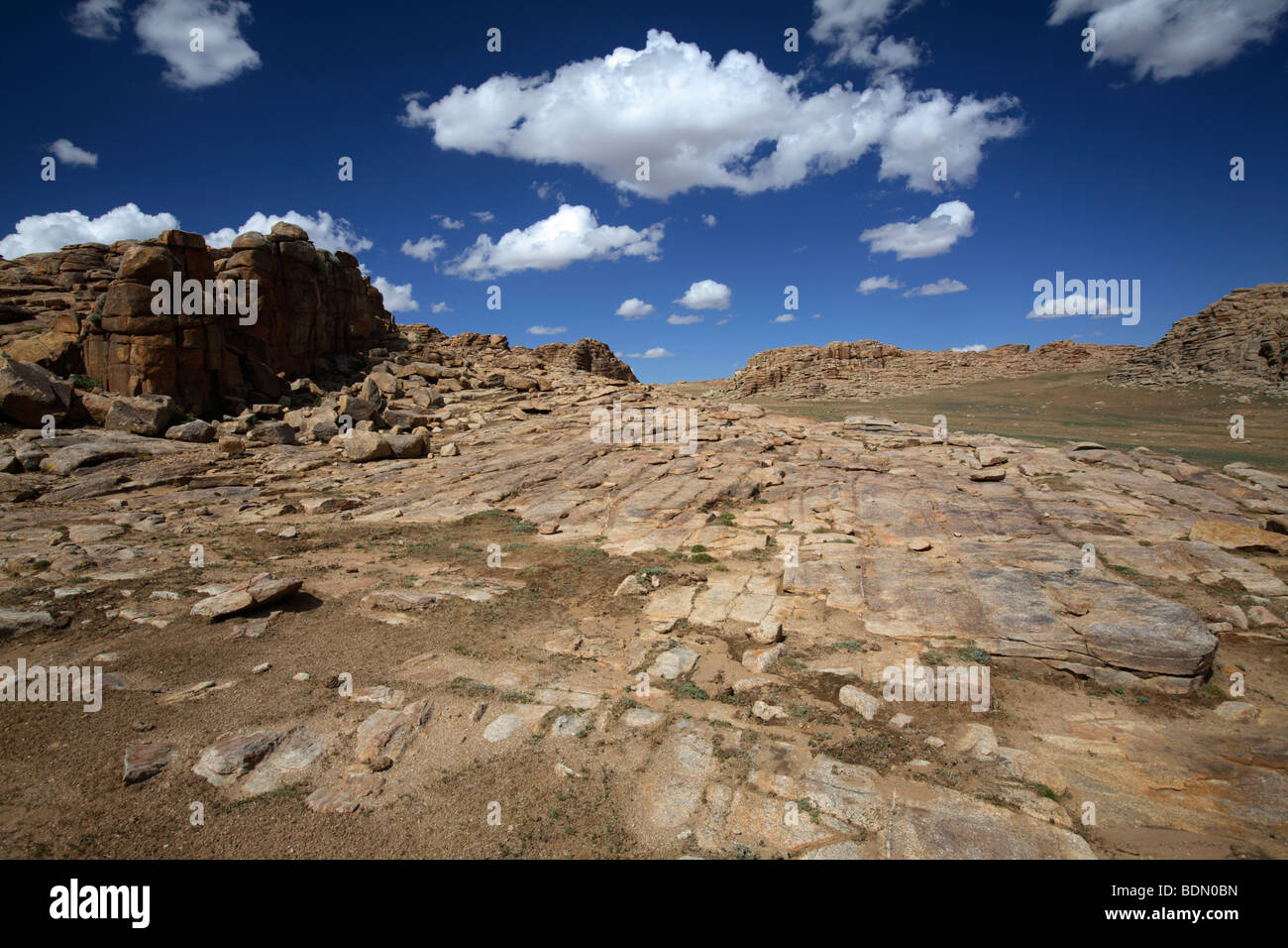 Felsen-Formation in Baga Gazriin Chuluu, Wüste Gobi, Mongolei Stockfoto