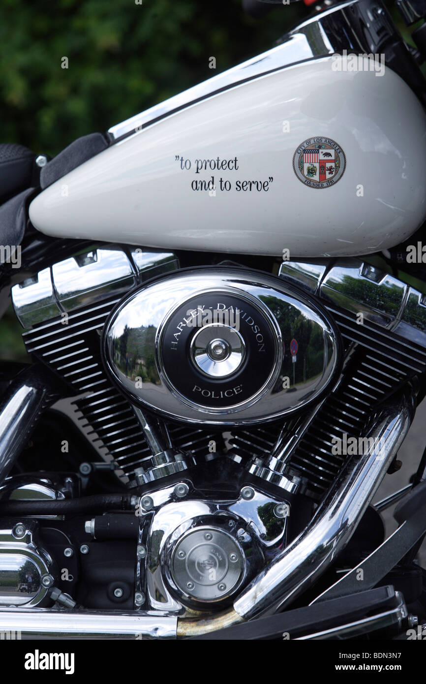 Motor von Harley-Davidson Polizeimotorrad Stockfoto