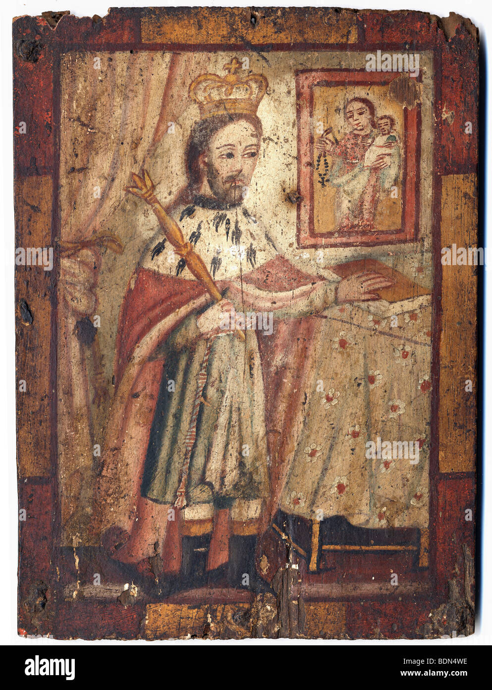 Jesus Christus Symbol Malerei auf Holz Stockfoto