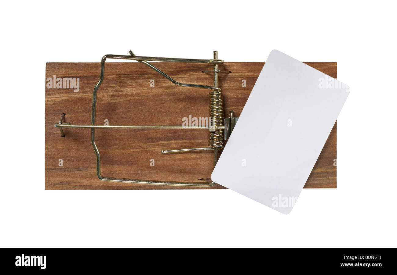 Mausefalle mit leeren Karte Stockfoto