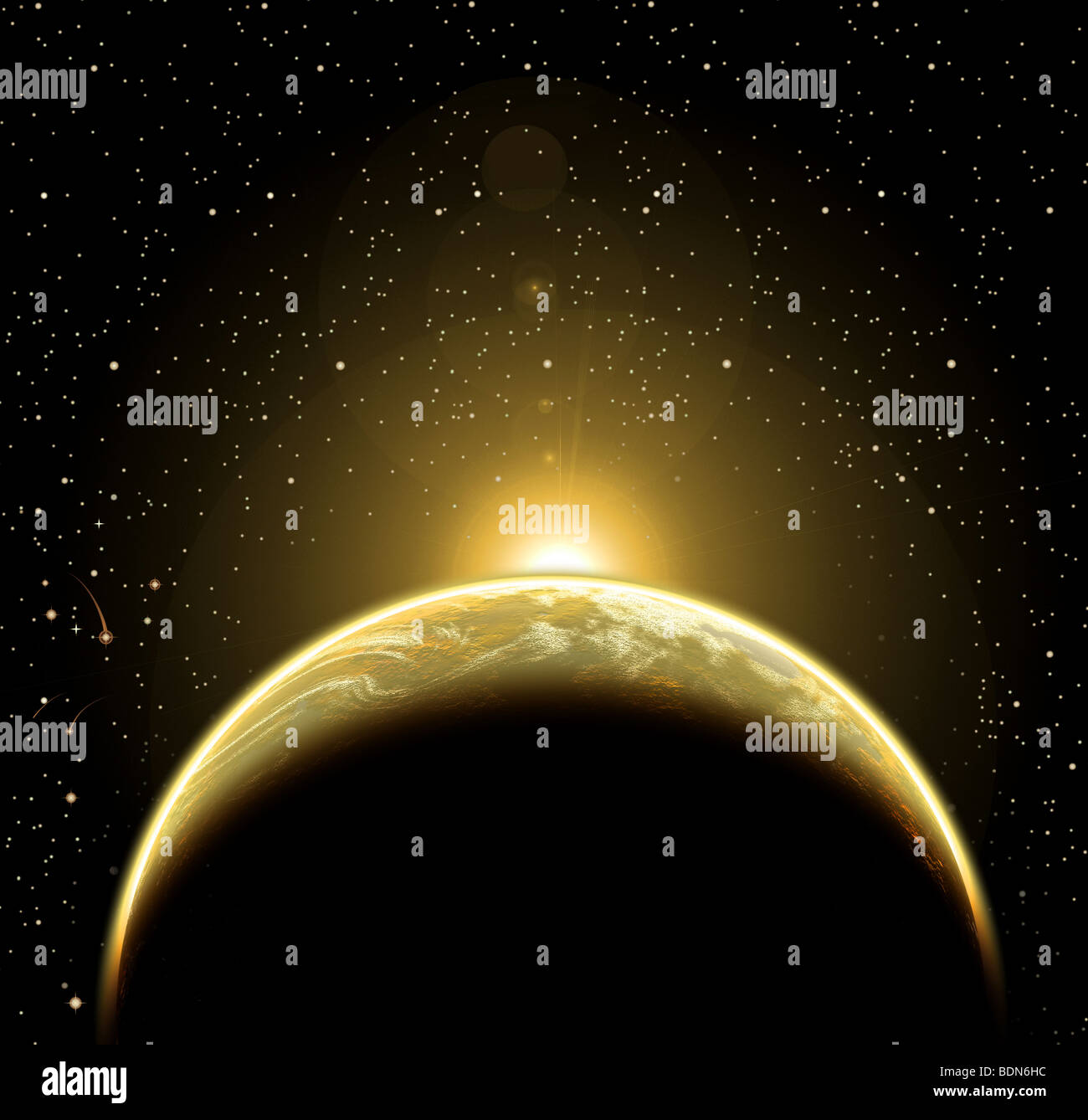 Erde und Sonne, Illustration Stockfoto