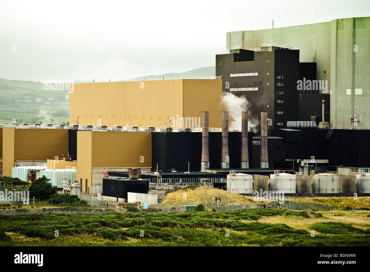 Das Wylfa atomic Atomkraftwerk, an der nördlichen Küste von Anglesey, Nord Wales UK Stockfoto