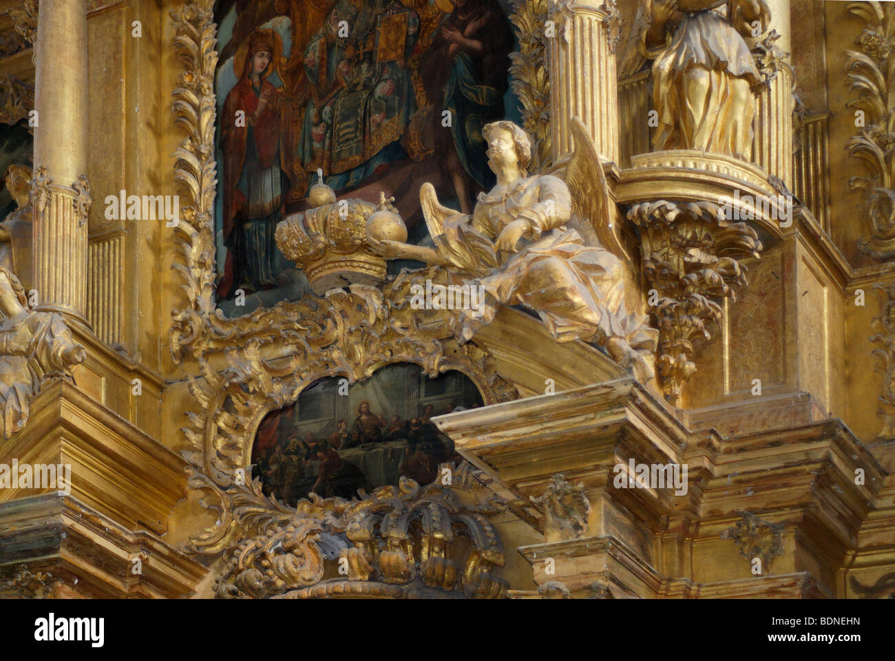 Fragment der Ikonostase. Himmelfahrts-Kathedrale im russischen goldenen Ring Stadt Pereslawl-Salesskij Stockfoto