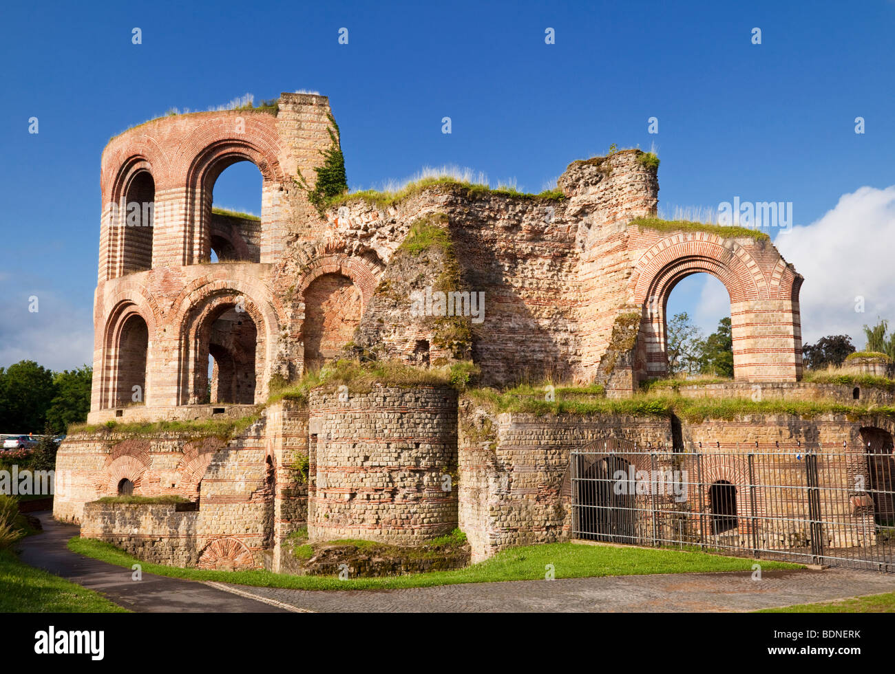 Ruinen der römischen Bäder in Trier Deutschland Europa Stockfoto
