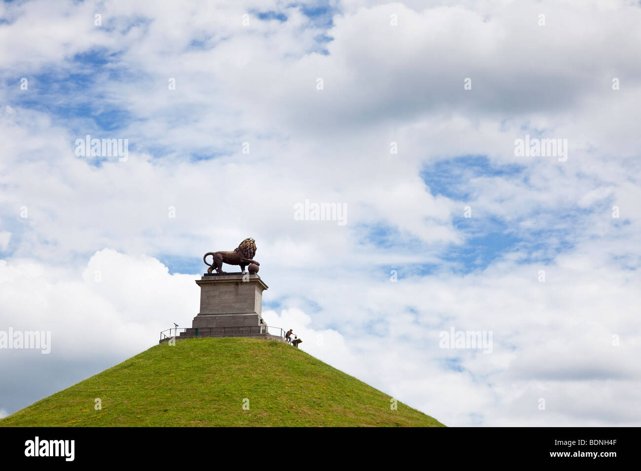 Löwen Hügel Denkmal für die Schlacht von Waterloo mit Blick auf das Schlachtfeld bei Waterloo, Belgien Stockfoto