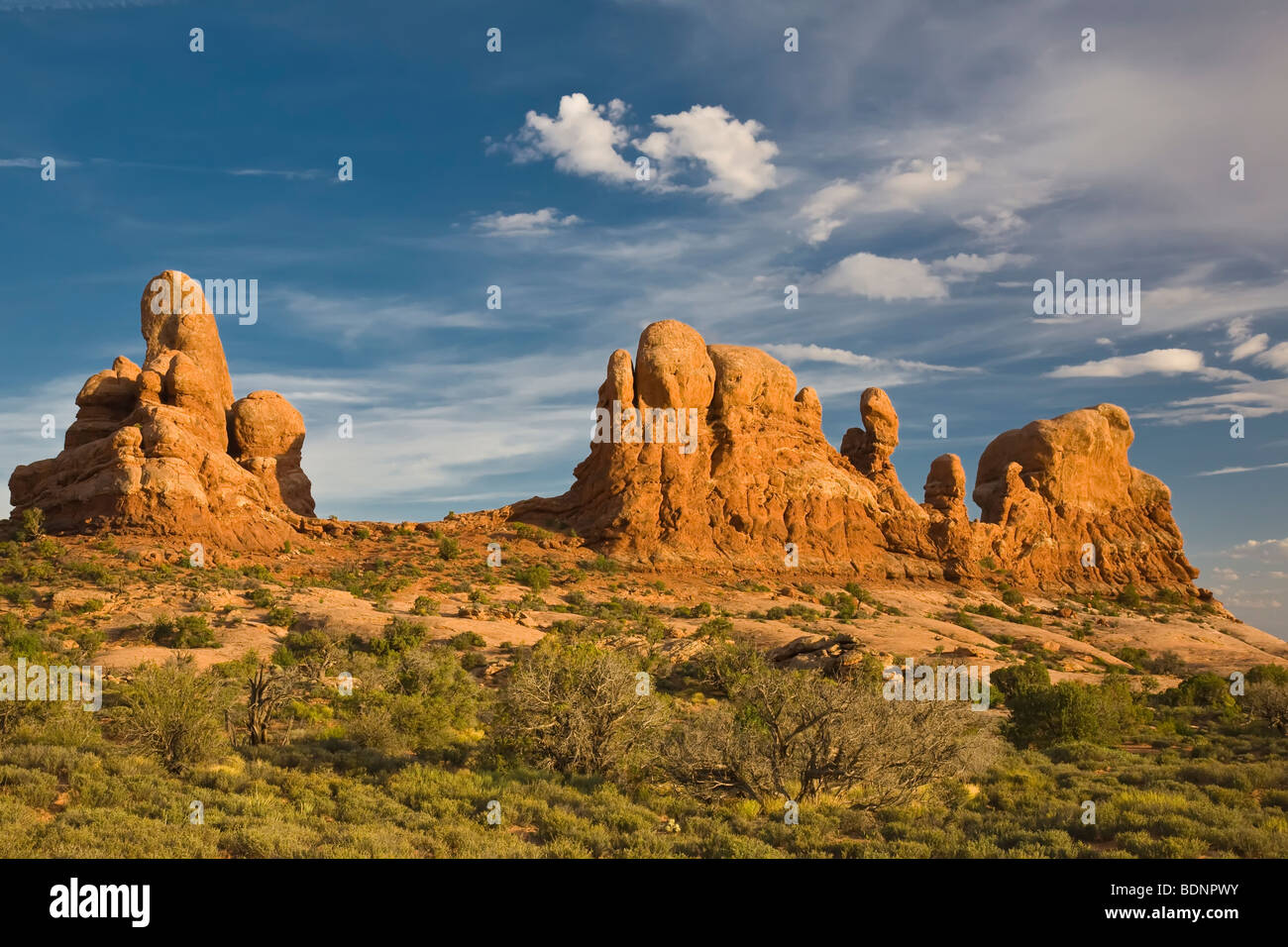 Sandstein-Formationen im Arches-Nationalpark, Moab, Utah, USA Stockfoto