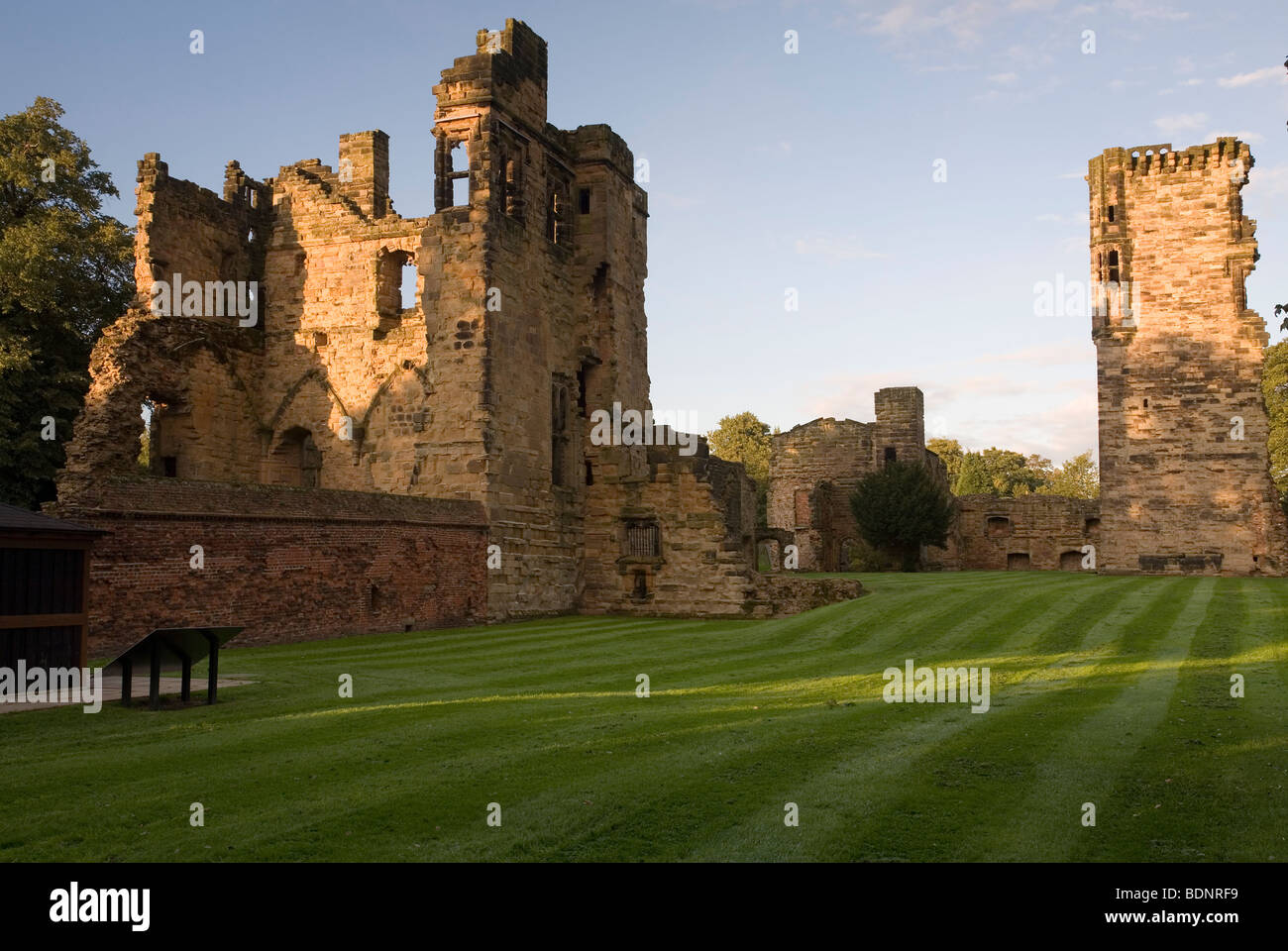 Ashby De La Zouch Leicestershire Burg gebadet im Abendlicht. Stockfoto