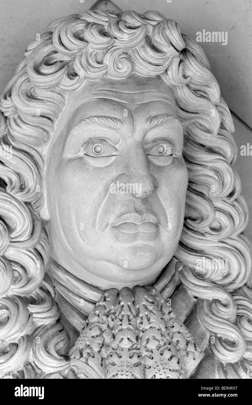 Samuel Pepys busk Skulptur Kopf Stein Stockfoto